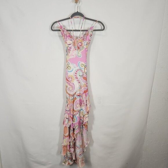 NWT Milly Women's Pink Edra Summer Ruffled Paisley-Print Dress in Pink Size 2 - Picture 7 of 13